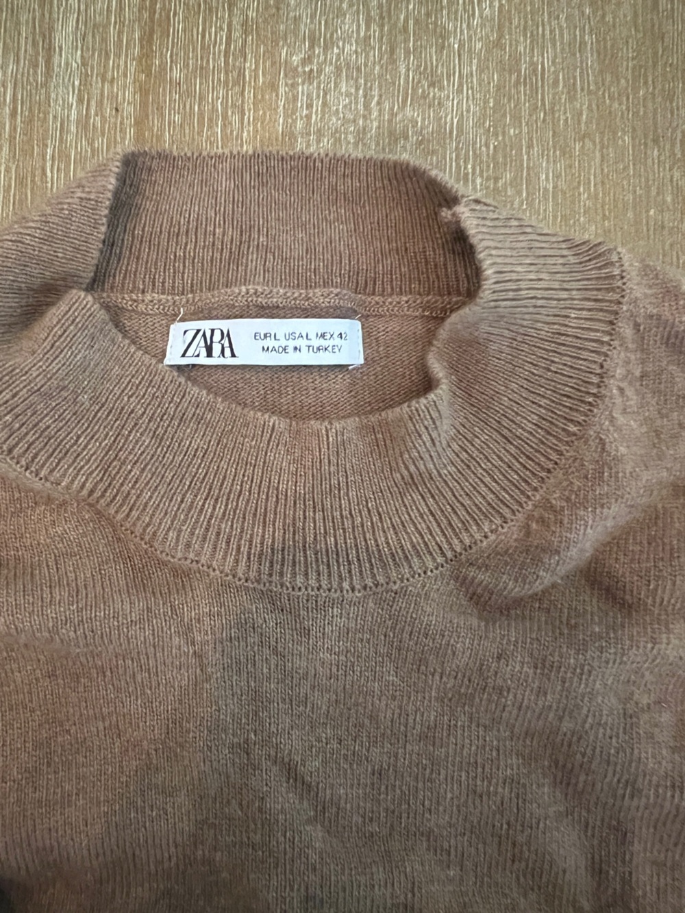 ZARA Men's Crewneck Sweater in Camel Brown